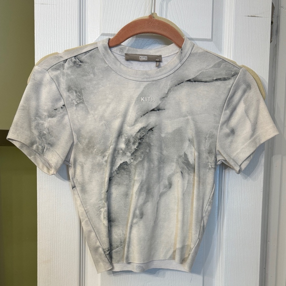 Kith Cream Marble Crop Tee